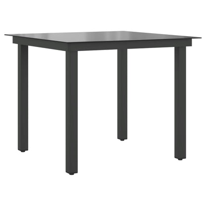Garden Table Black Aluminium and Glass