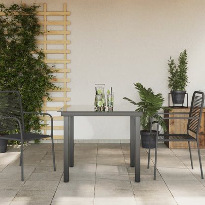 Garden Table Black Aluminium and Glass