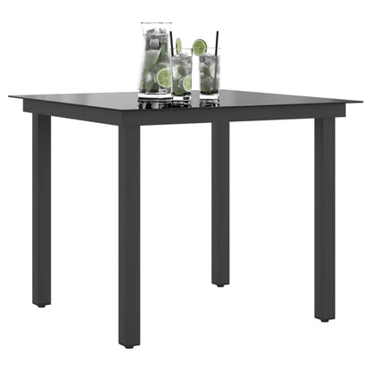 Garden Table Black Aluminium and Glass