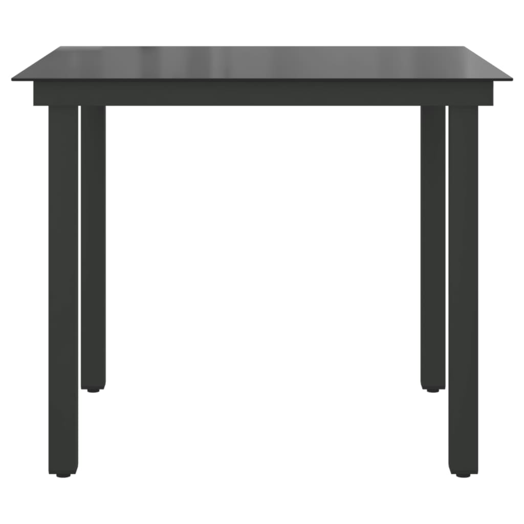 Garden Table Black Aluminium and Glass