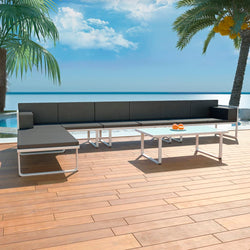 5 Piece Garden Lounge Set Textilene Aluminium Black