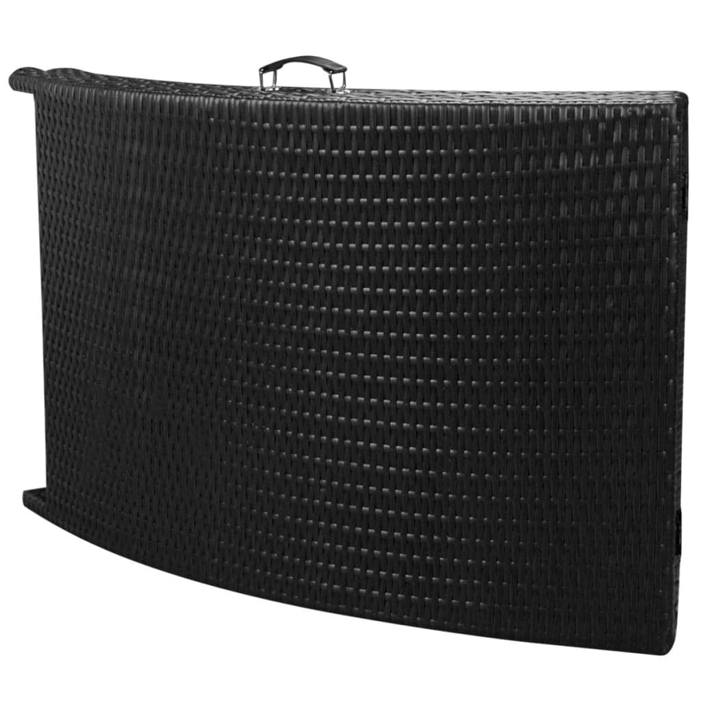 Folding Sun Lounger with Cushion Poly Rattan Black - 196×61×53cm