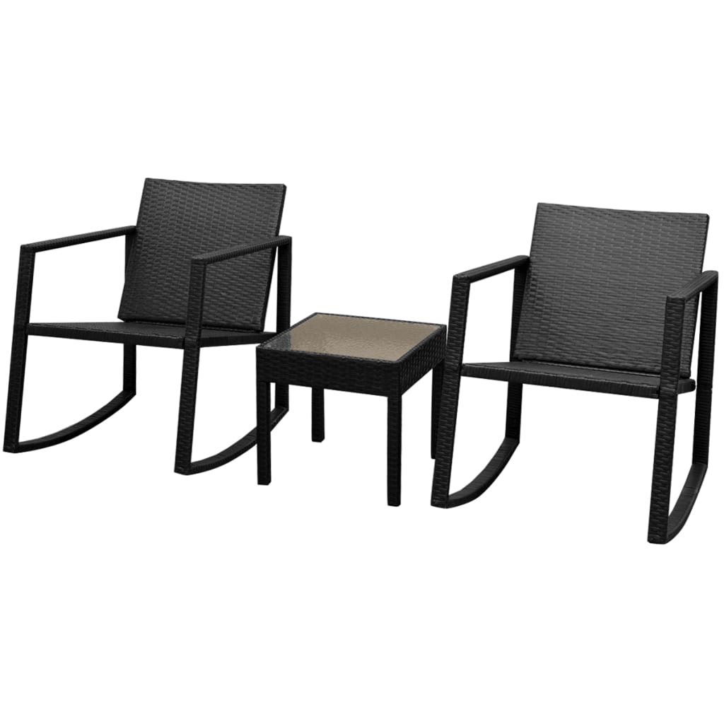3 Piece Bistro Set Poly Rattan Black - 43×43×43cm