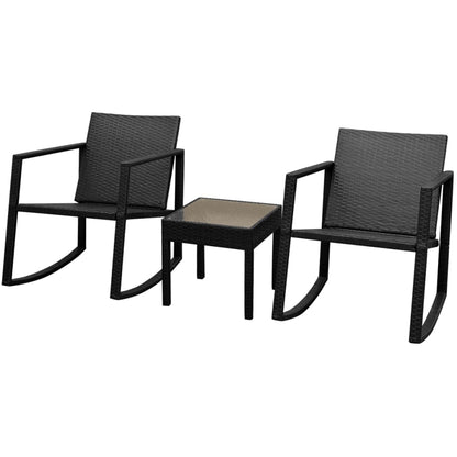 3 Piece Bistro Set Poly Rattan Black - 43×43×43cm