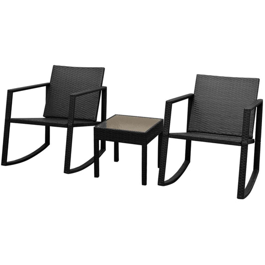 3 Piece Bistro Set Poly Rattan Black - 43×43×43cm