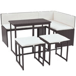 5 Piece Outdoor Dining Set Steel Poly Rattan Brown
