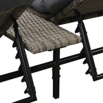 Double Sun Lounger with Cushion Poly Rattan Grey