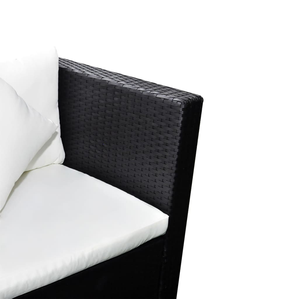 4 Piece Garden Lounge Set with Cushions Poly Rattan Black - 60×60×64cm