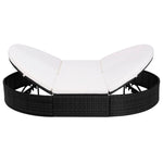 Outdoor Lounge Bed with Cushion Poly Rattan Black