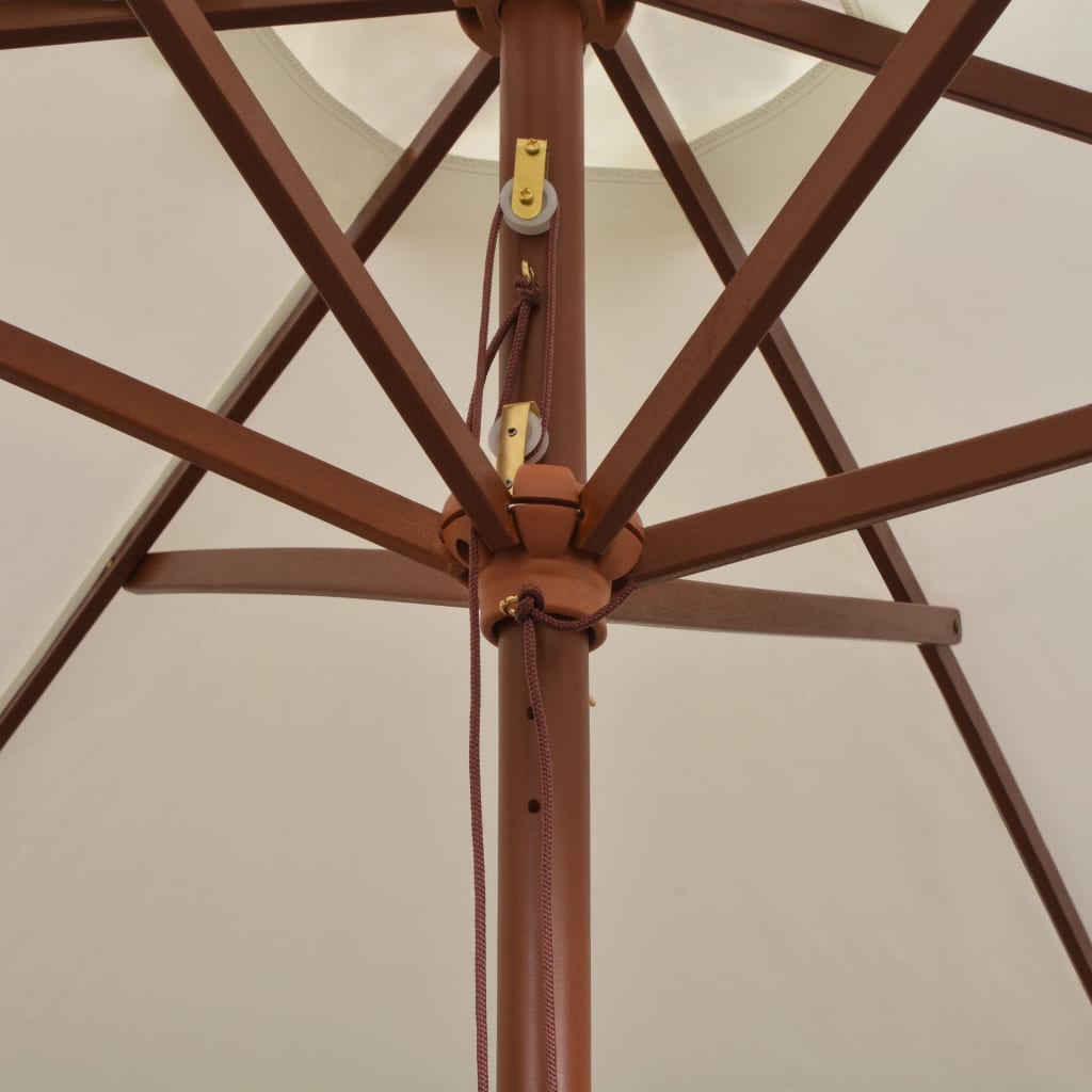 Parasol Wooden Pole Cream White