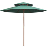 Double Decker Parasol Wooden Pole Green