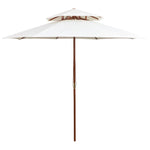 Double Decker Parasol  Wooden Pole Cream White