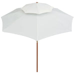 Double Decker Parasol  Wooden Pole Cream White