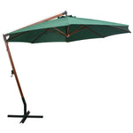 Hanging Parasol 350 cm Wooden Pole Green