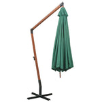 Hanging Parasol 350 cm Wooden Pole Green