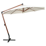 Hanging Parasol 350 cm Wooden Pole White