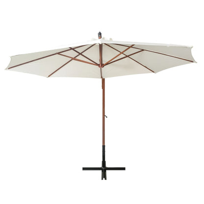 Hanging Parasol 350 cm Wooden Pole White