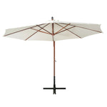 Hanging Parasol 350 cm Wooden Pole White