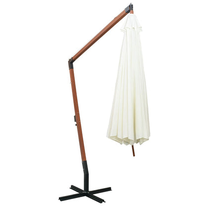 Hanging Parasol 350 cm Wooden Pole White