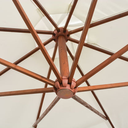 Hanging Parasol 350 cm Wooden Pole White