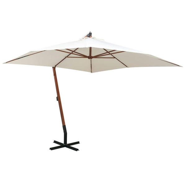  Hanging Parasol  Wooden Pole White