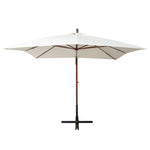 Hanging Parasol  Wooden Pole White