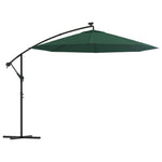 Hanging Parasol with LED Lighting 300 cm Green Metal Pole