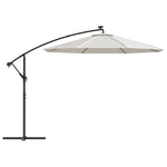 Hanging Parasol with LED Lighting 300 cm Sand Metal Pole