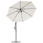 Hanging Parasol with LED Lighting 300 cm Sand Metal Pole