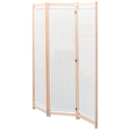 3-Panel Room Divider Cream Fabric