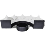 6 Piece Garden Lounge Set with Cushions Poly Rattan Black