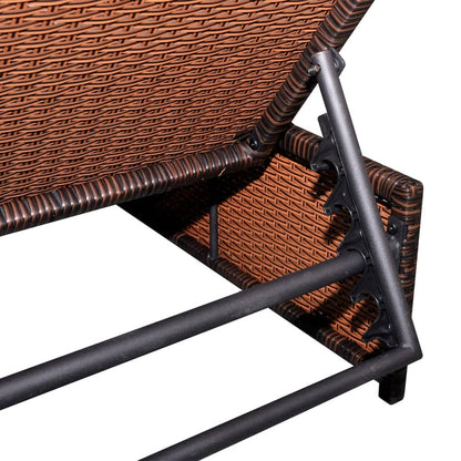 Sun Loungers 2 pcs with Table Poly Rattan Brown - 60×40×25cm