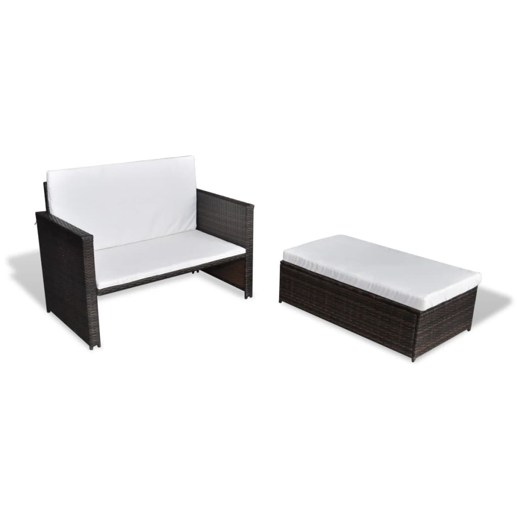 Garden Sofa Poly Rattan Brown