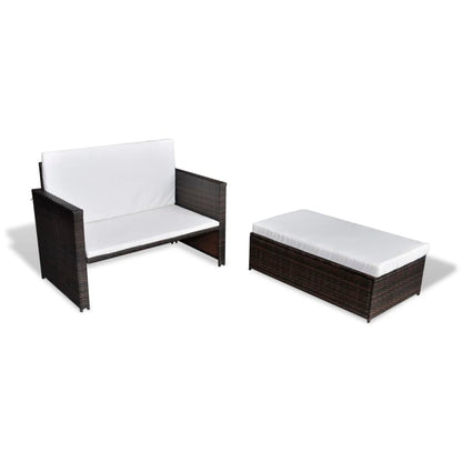 Garden Sofa Poly Rattan Brown