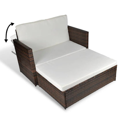 Garden Sofa Poly Rattan Brown