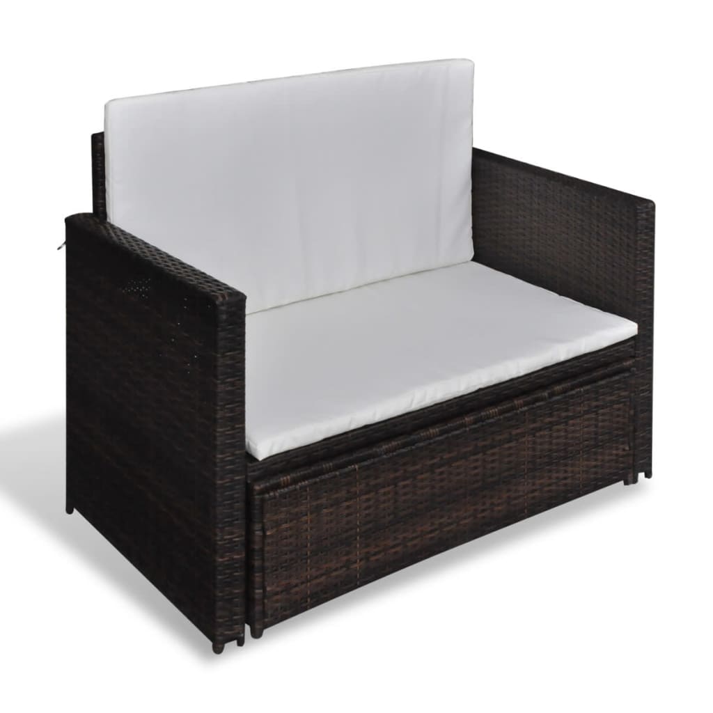 Garden Sofa Poly Rattan Brown