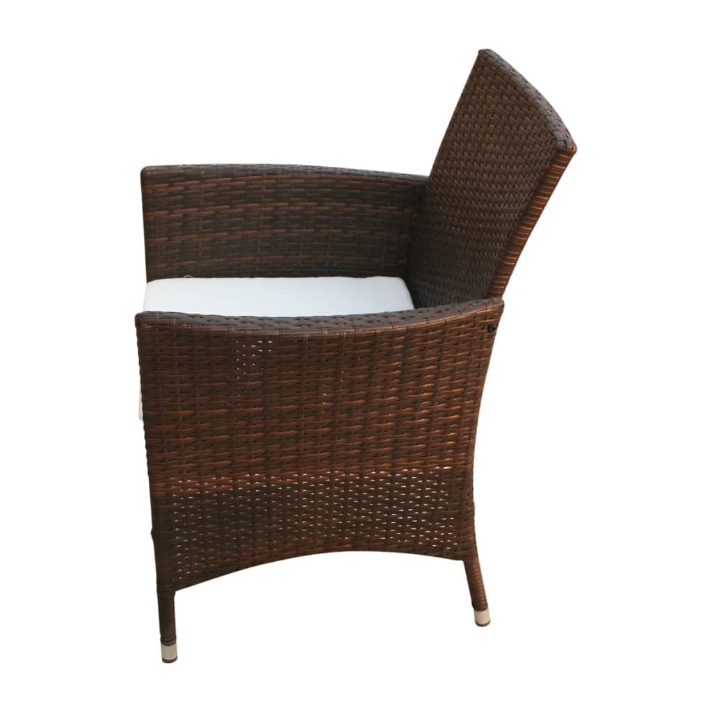 9 Piece Outdoor Dining Set with Cushions Poly Rattan Brown - 190×90×75cm