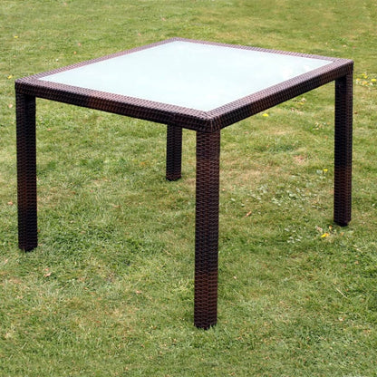 5 Piece Outdoor Dining Set with Cushions Poly Rattan Brown - 90×90×75cm