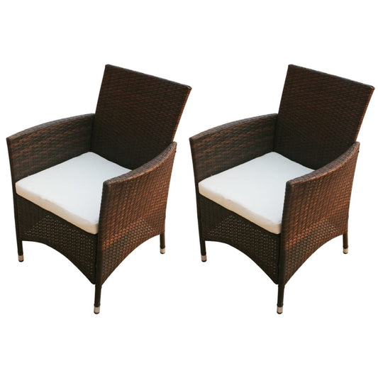 Garden Chairs 2 pcs Poly Rattan Brown - 58×61×88cm
