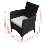 Garden Chairs 2 pcs Poly Rattan Black