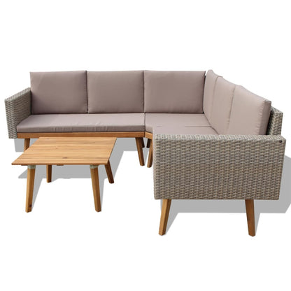 4 Piece Garden Lounge Set with Cushions Poly Rattan Grey - 193×193×75cm
