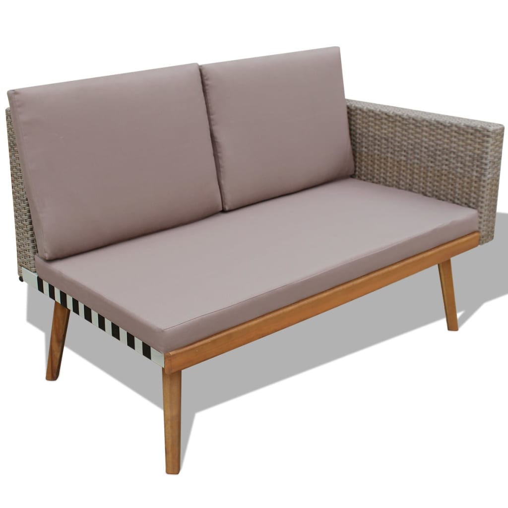 4 Piece Garden Lounge Set with Cushions Poly Rattan Grey - 193×193×75cm