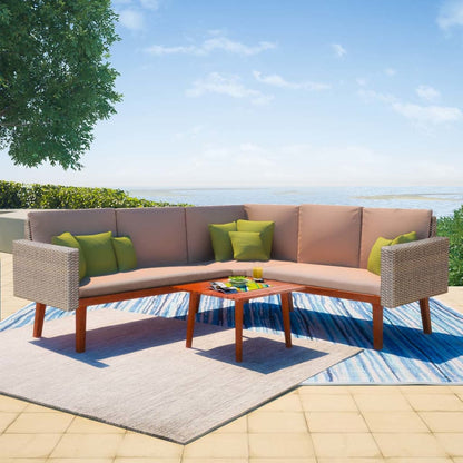 4 Piece Garden Lounge Set with Cushions Poly Rattan Grey - 193×193×75cm