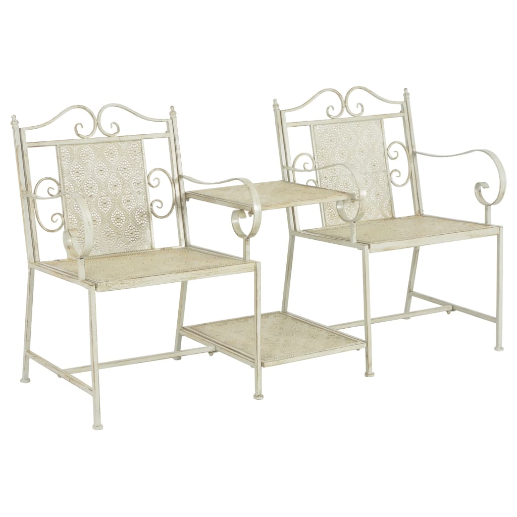 2 Seater Garden Bench 161 cm Steel White