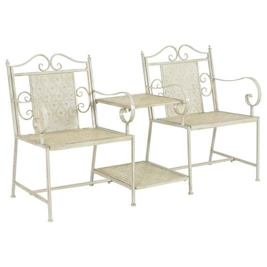 2 Seater Garden Bench 161 cm Steel White