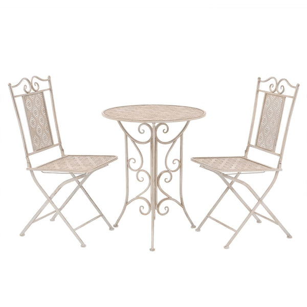  3 Piece Bistro Set Steel White