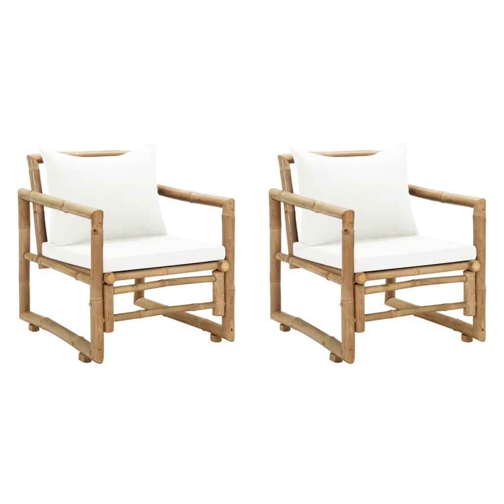 Bamboo Garden Chairs Set 2 Cushions Pillows | HomeAndLiving
