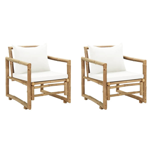 Bamboo Garden Chairs Set 2 Cushions Pillows | HomeAndLiving