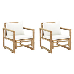 Bamboo Garden Chairs Set 2 Cushions Pillows | HomeAndLiving