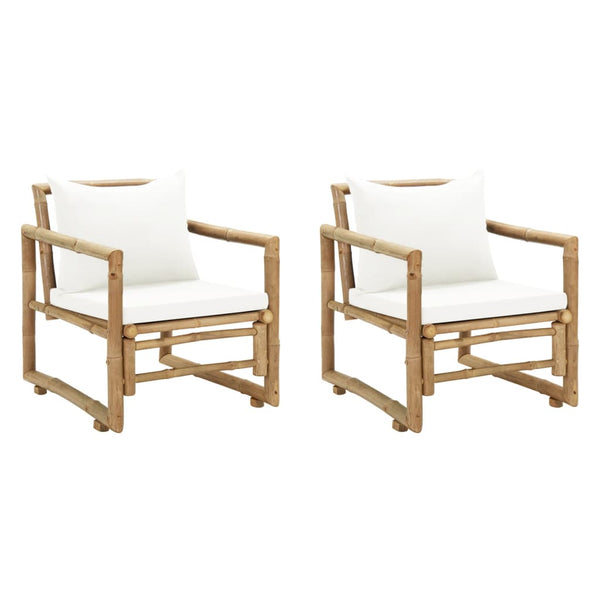  Bamboo Garden Chairs Set 2 Cushions Pillows | HomeAndLiving